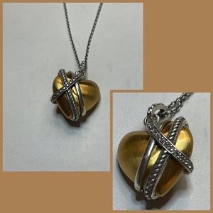 Brighton NEPTUNE'S RINGS SWEETHEART Silver/ Gold Crystal Heart Neckace